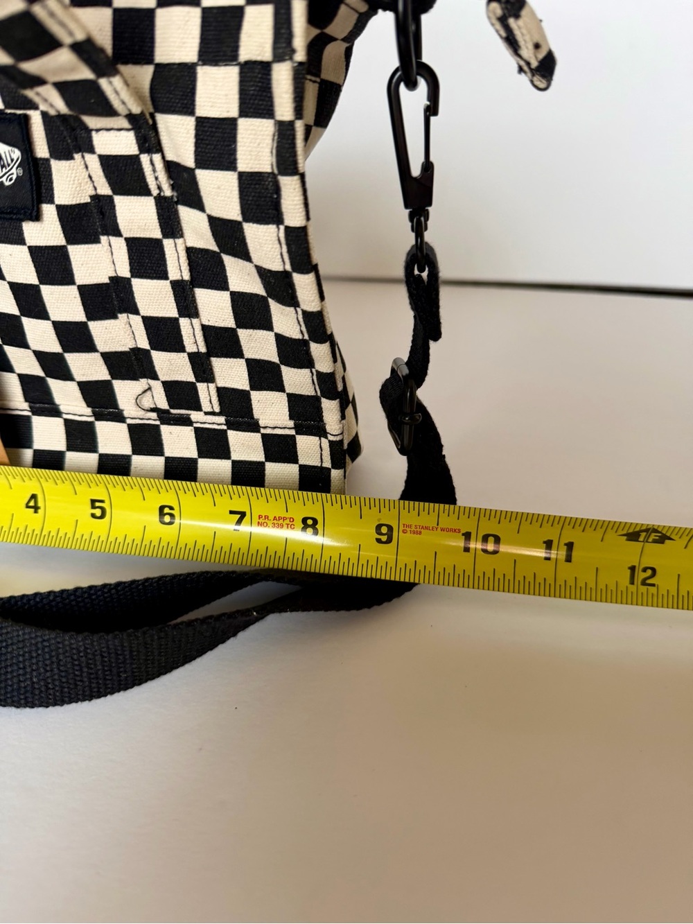 Vans Checkerboard Crossbody Tote - Black & Cream Canvas - Picture 9 of 10